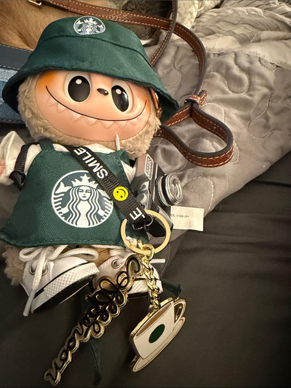 Starbucks Plush Keychain Doll in Dark Green Apron and Hat